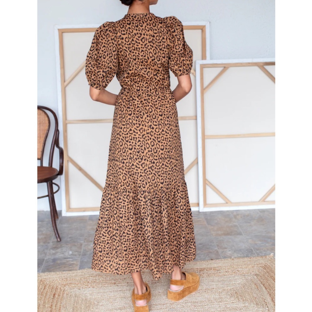 Emerson Fry Leopard-Print Midi Dress in Tan and Black - Picture 8 of 13